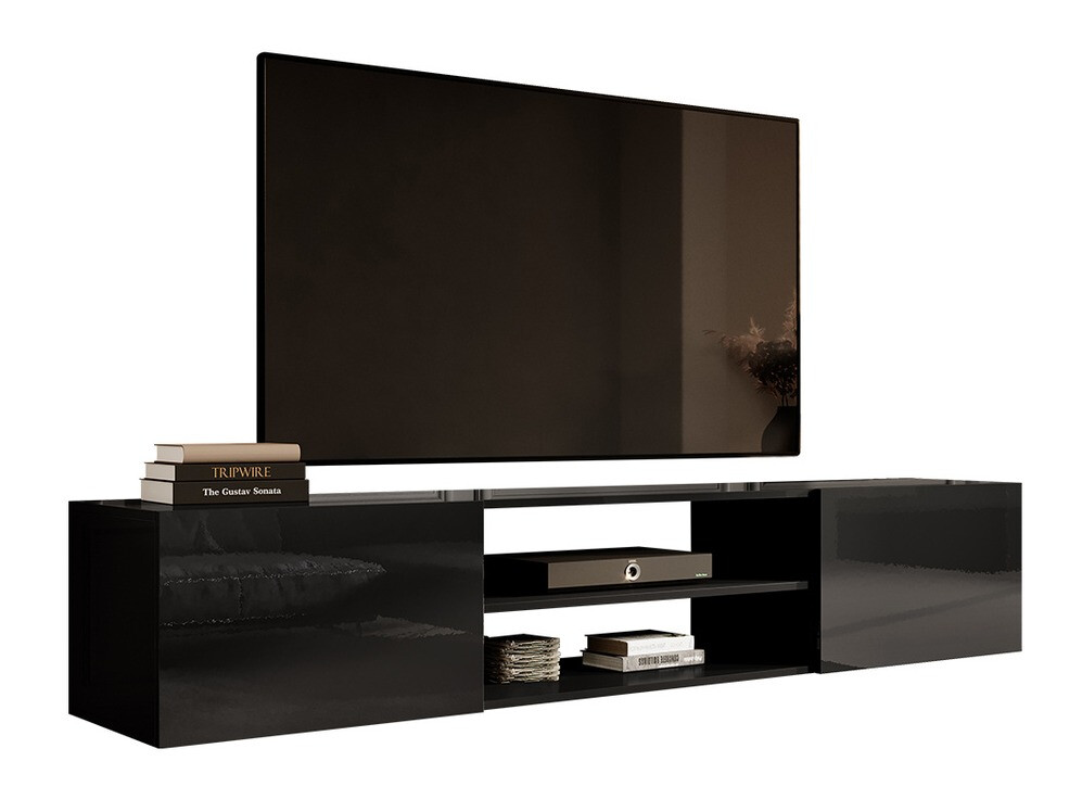 TV stand Imago II (Black + Glossy black)