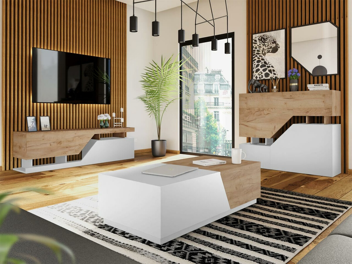 Transforming coffee table Comfivo Daldune (Wotan Oak + White)