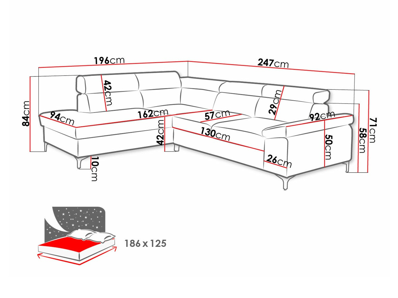 Corner sofa Lincoln 168 (Lars 62)