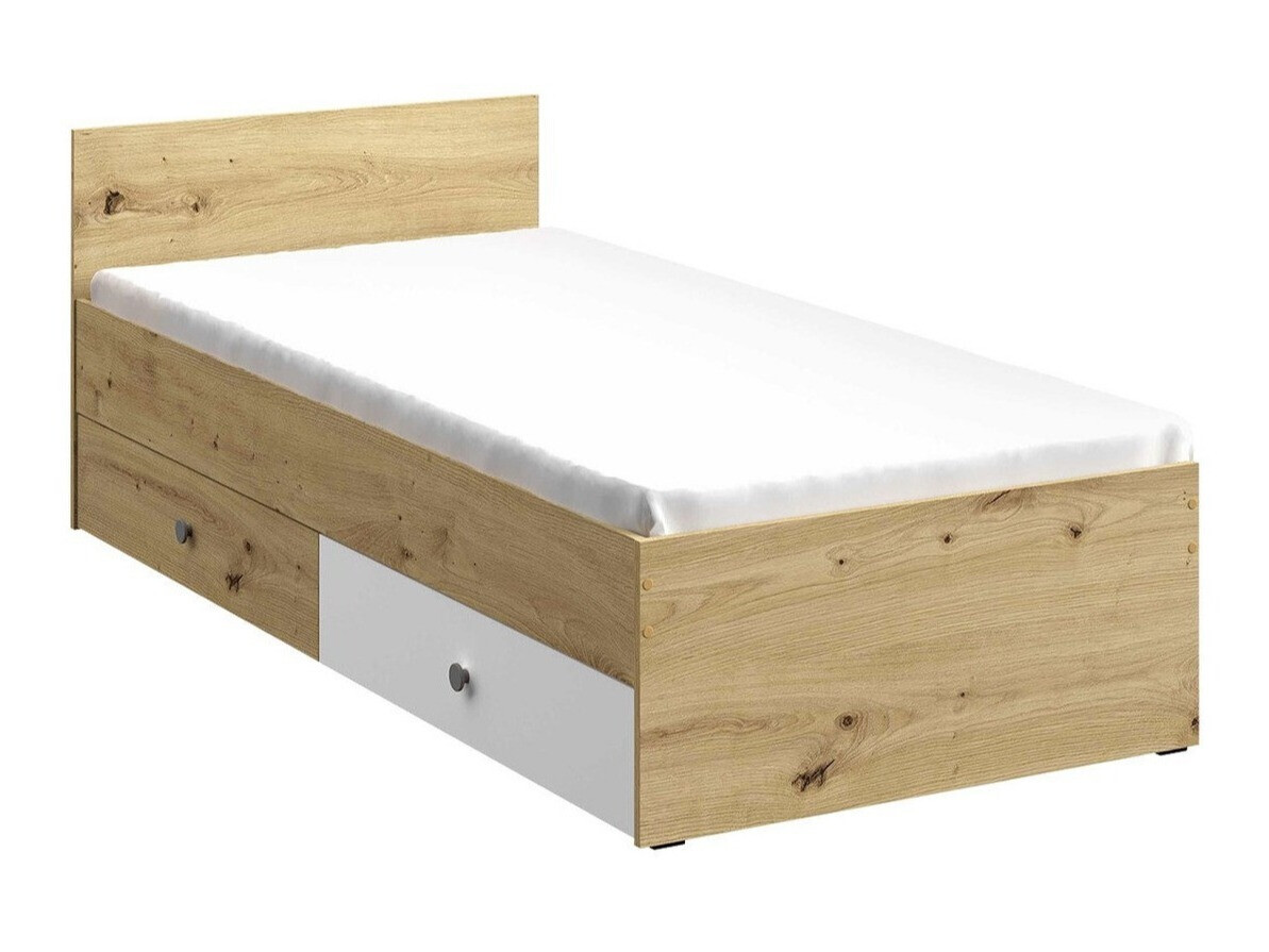 Bed Almira 113 (Artisan oak + White + Grey)