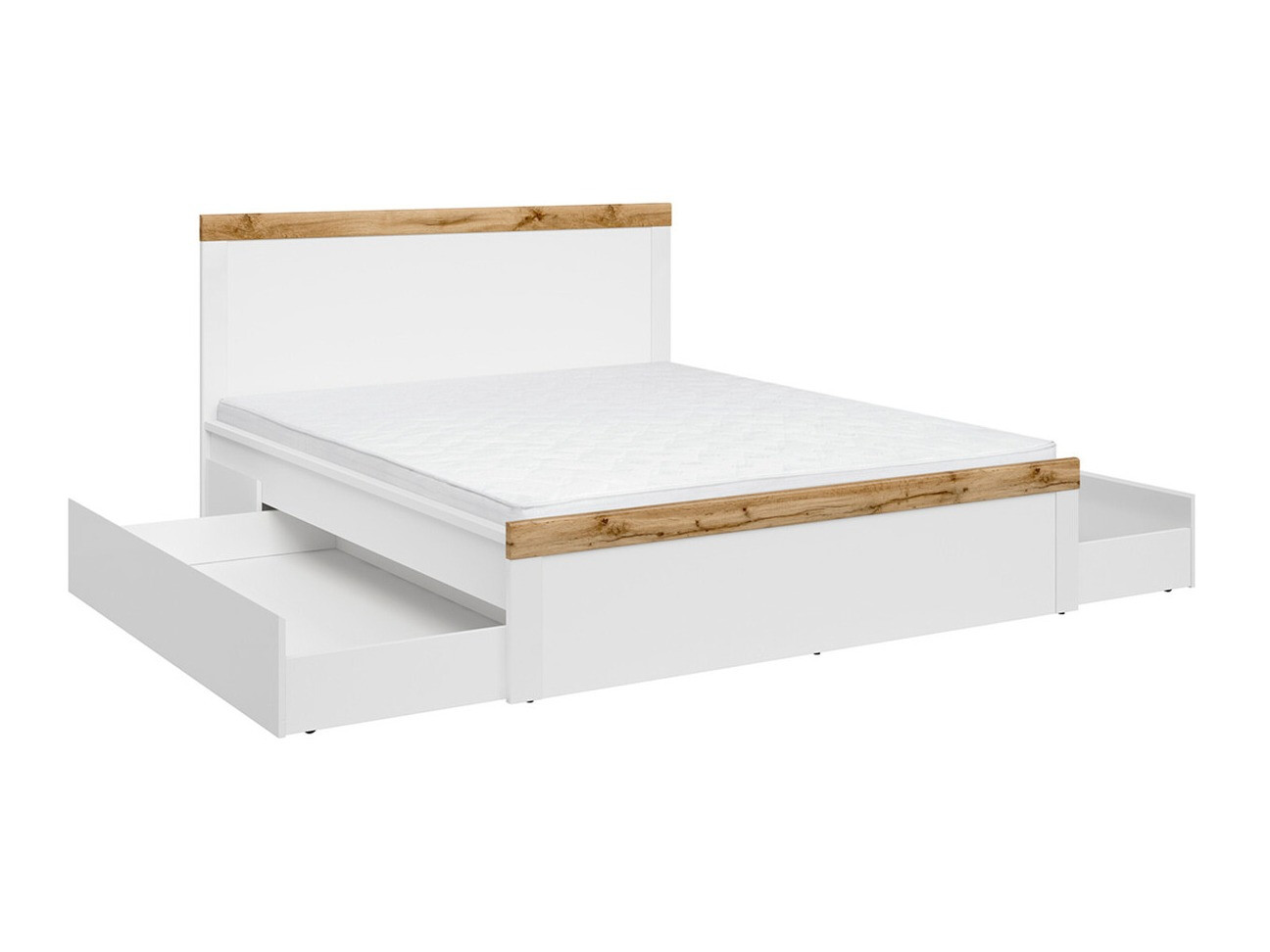Bed Sonsoru 115 (White + Glossy white + Wotan Oak)