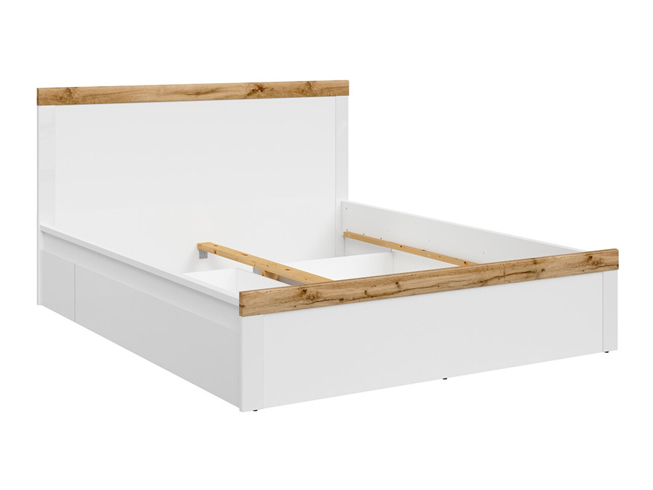 Bed Sonsoru 115 (White + Glossy white + Wotan Oak)