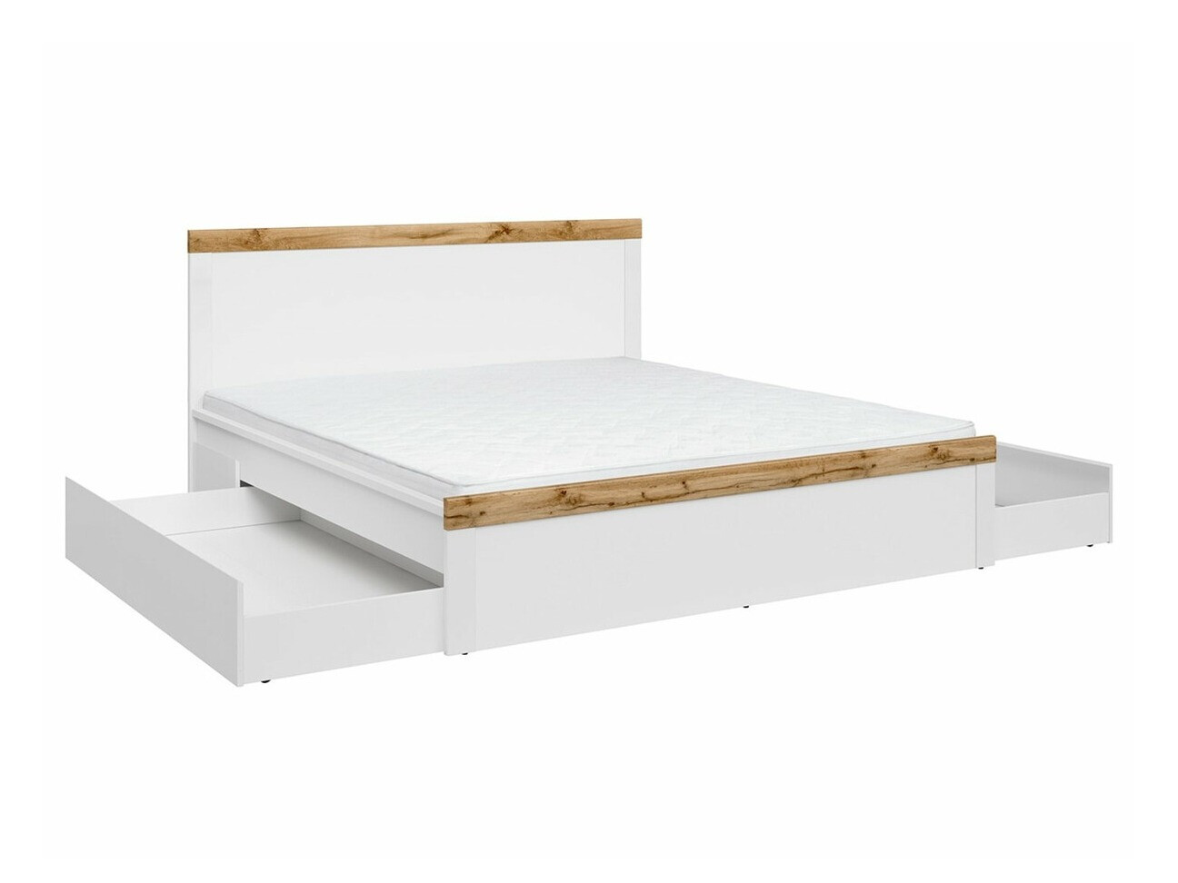 Bed Sonsoru 115 (White + Glossy white + Wotan Oak)