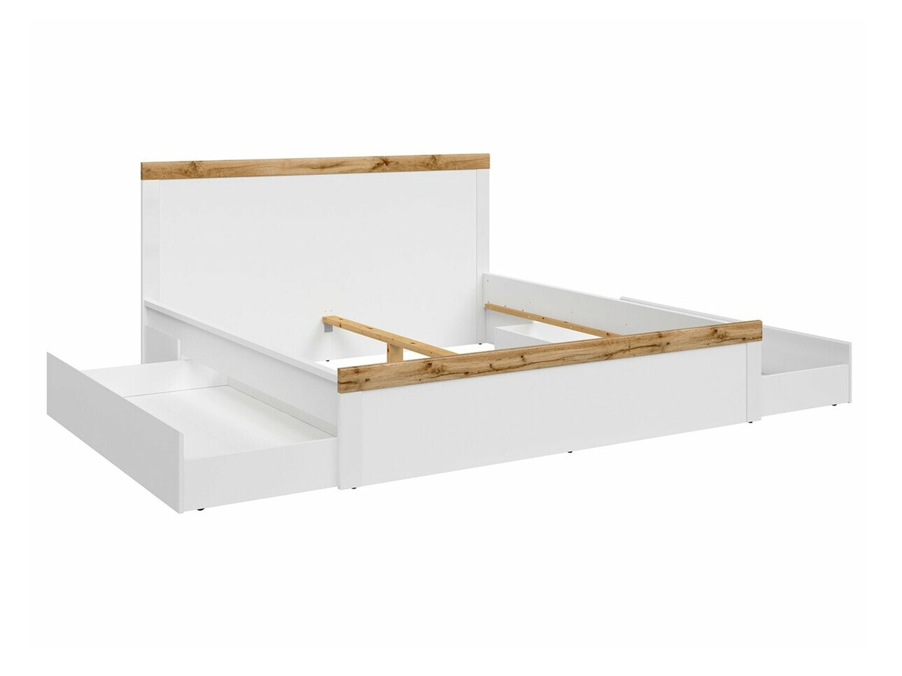 Bed Sonsoru 115 (White + Glossy white + Wotan Oak)