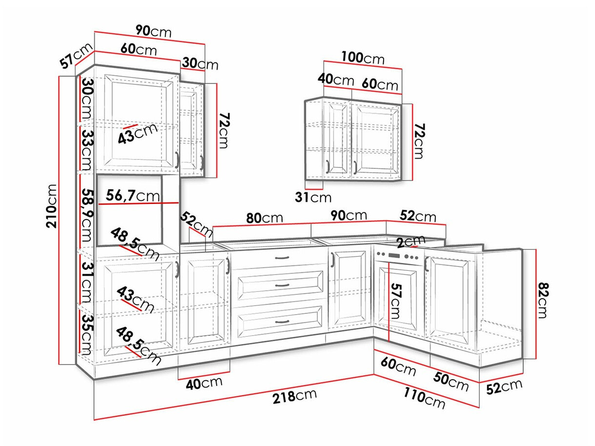 Modular kitchen set Retro Grey 148