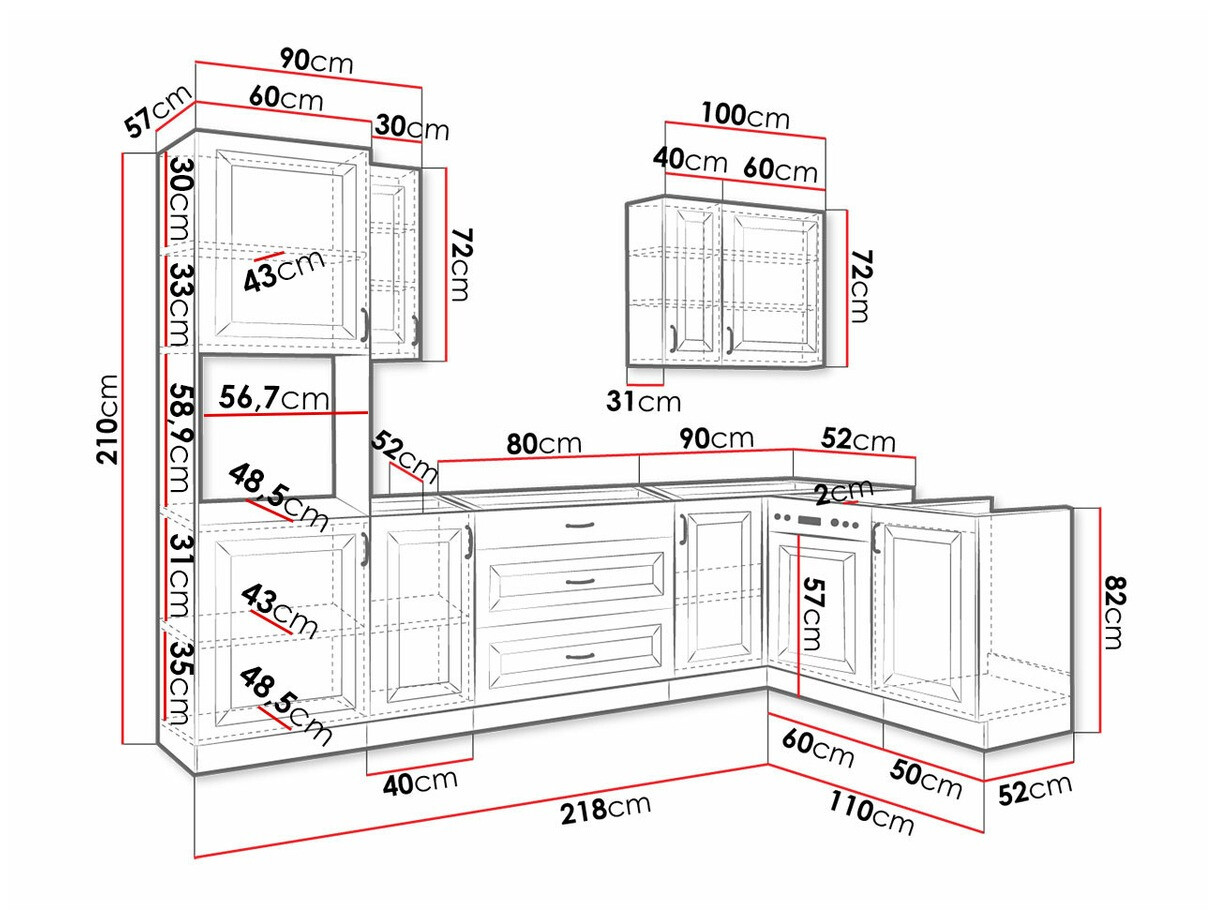 Modular kitchen set Retro Grey 148