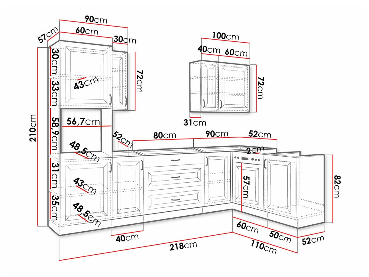 Modular kitchen set Retro Grey 148