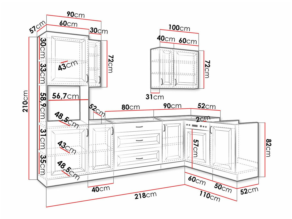 Modular kitchen set Retro Grey 148
