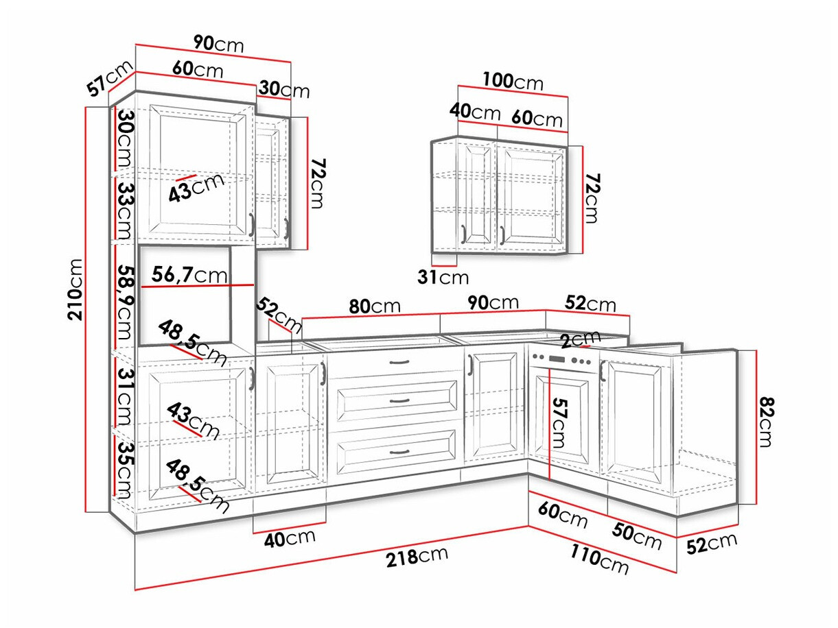 Modular kitchen set Retro White 148