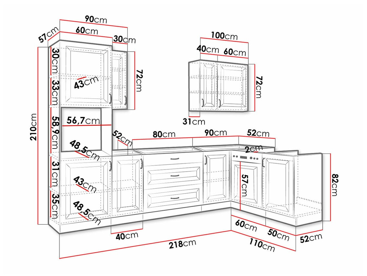 Modular kitchen set Retro White 148