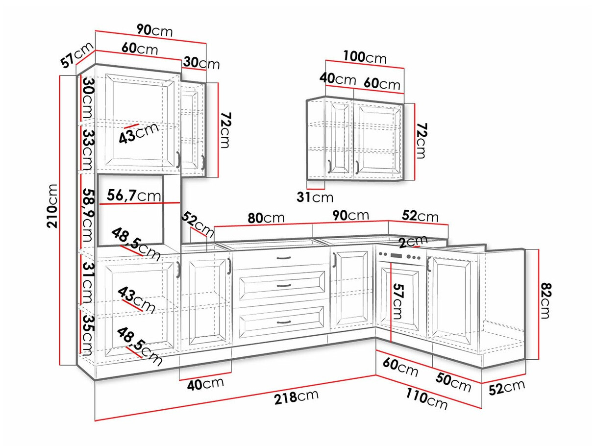 Modular kitchen set Retro White 148