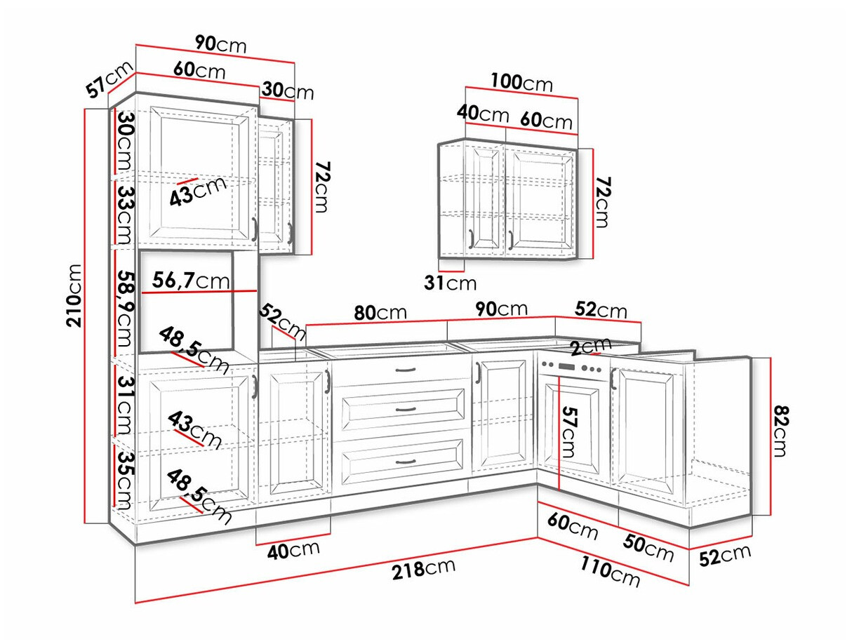 Modular kitchen set Retro White 148