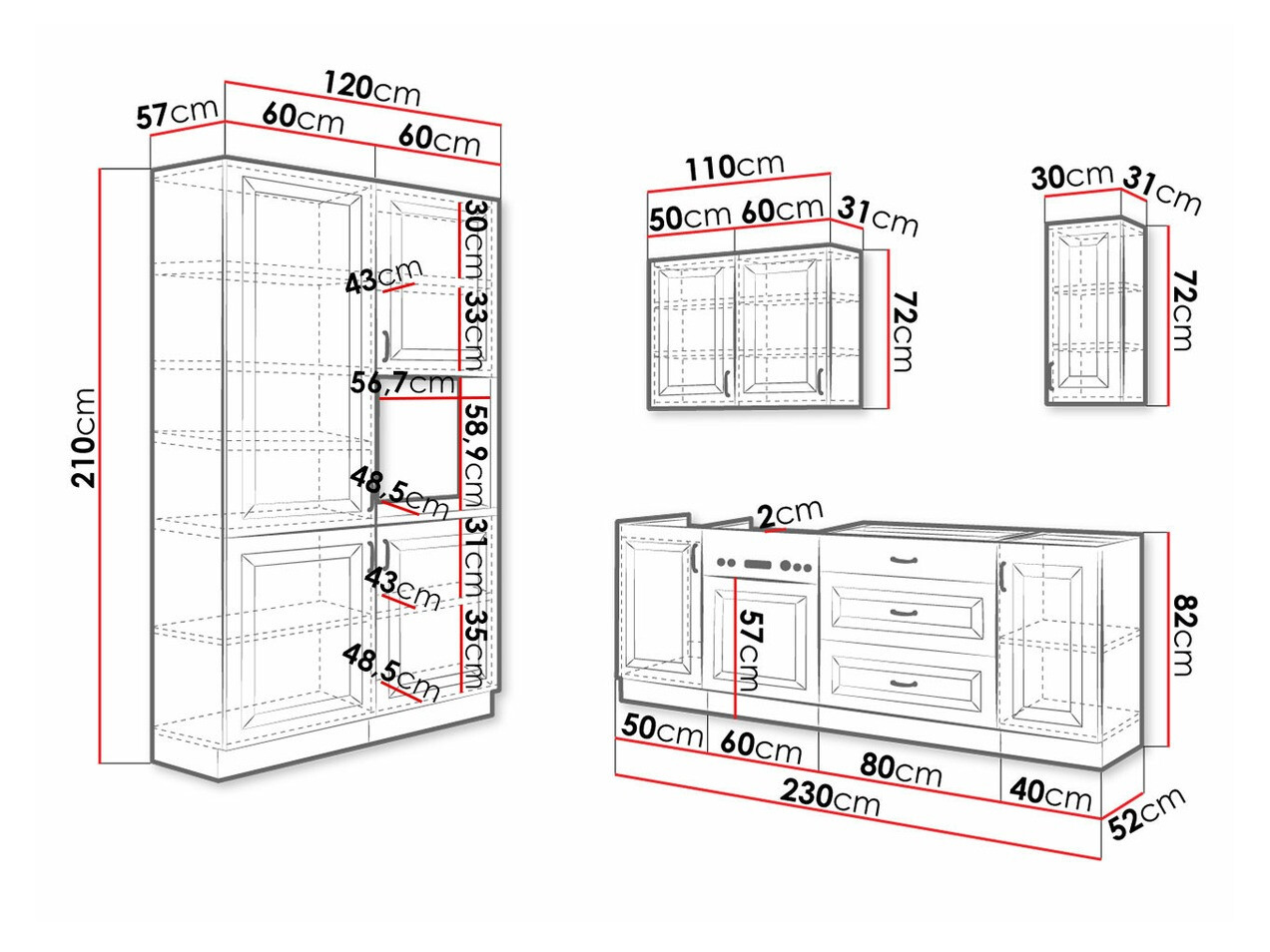 Modular kitchen set Retro White 149