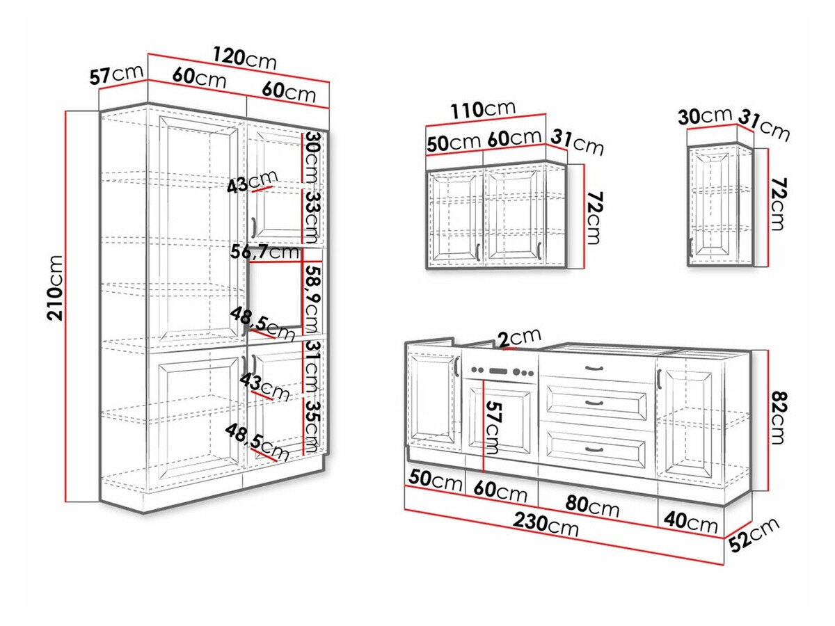 Modular kitchen set Retro White 149