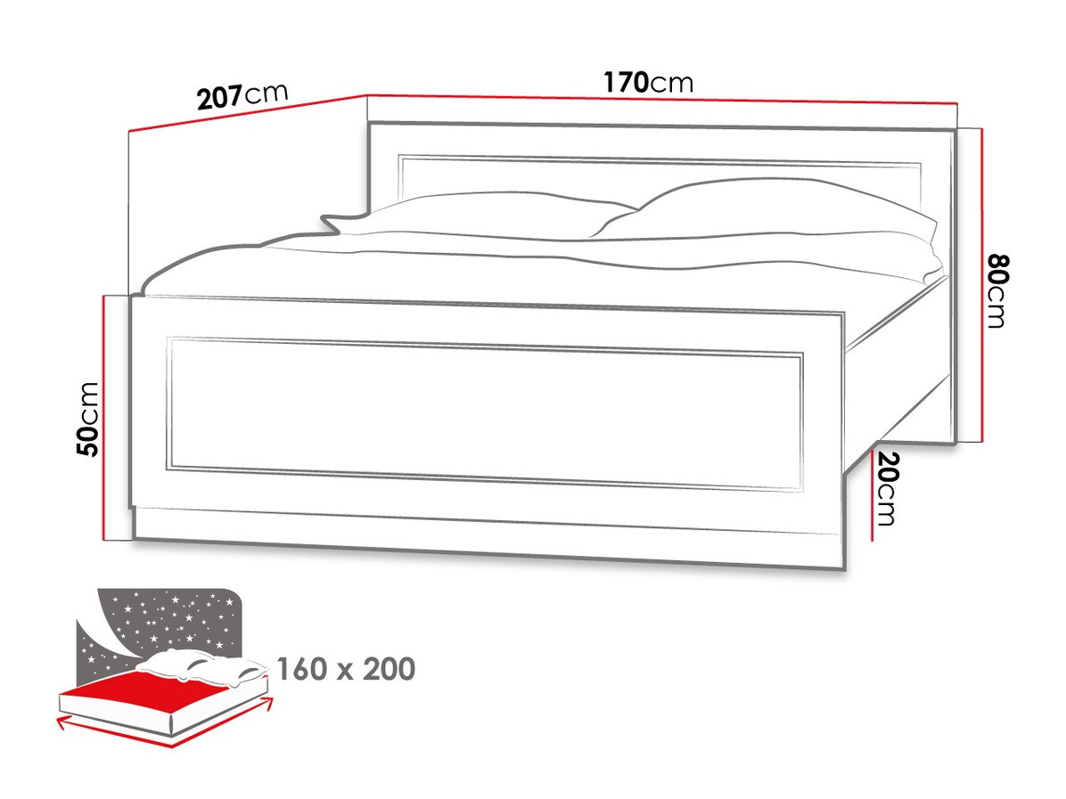 Bed Lircava 115 (Lefkas oak)