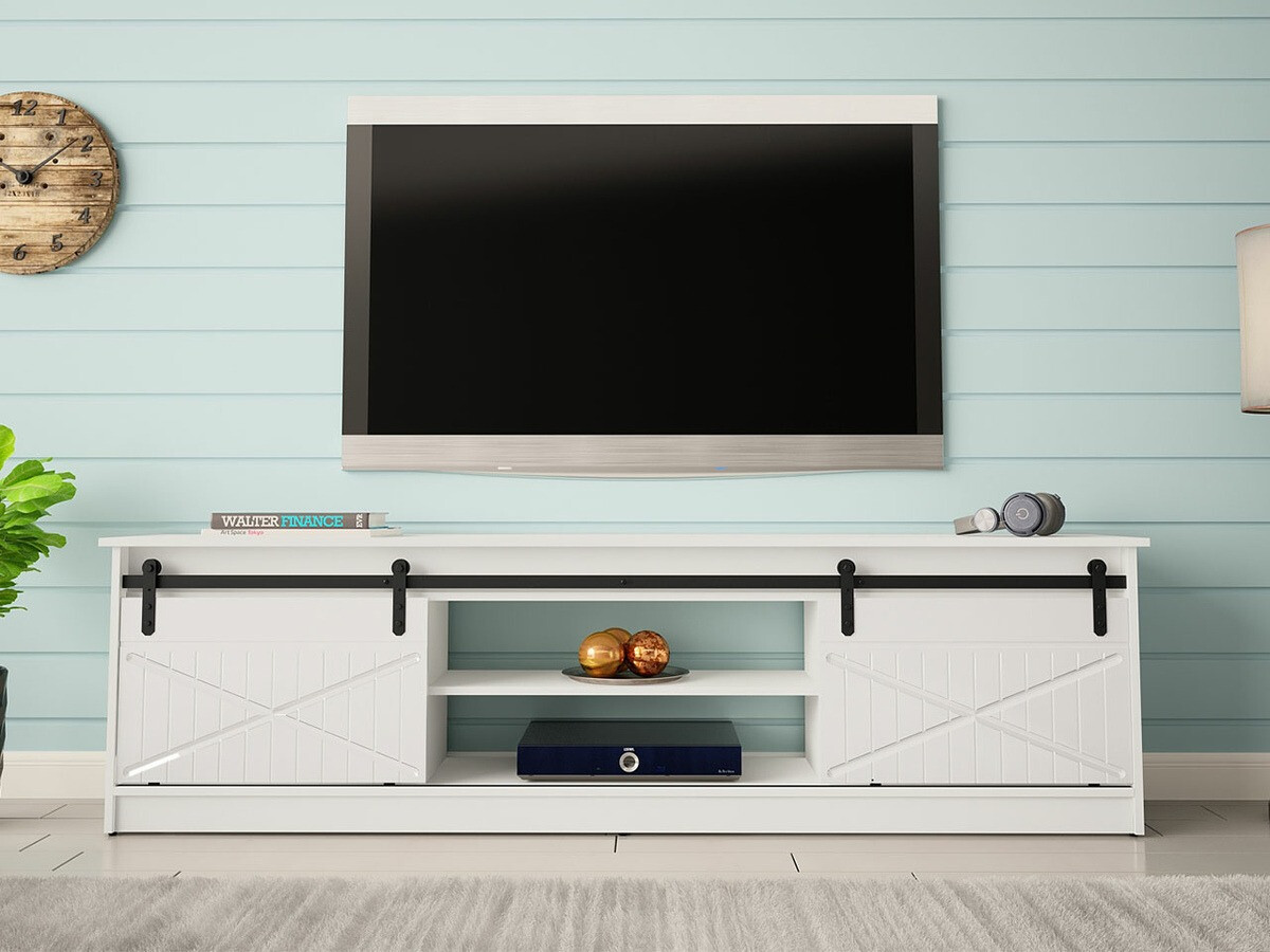 TV stand Charlotte 156 (White + Glossy white)