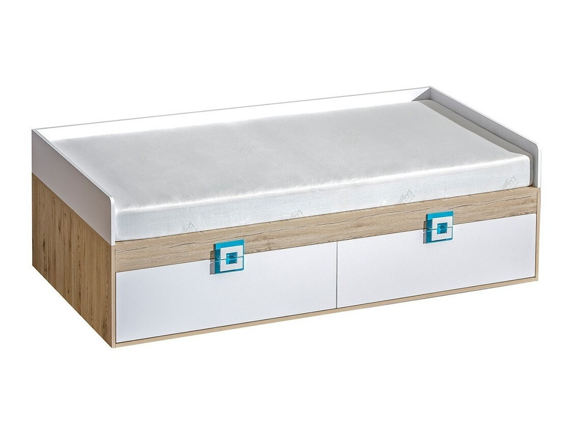 Bed Balvire 113 (Light oak + White + Turquoise)