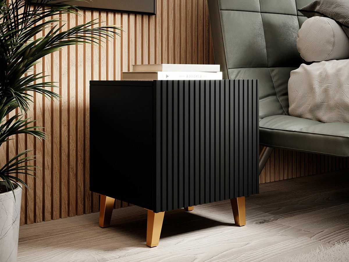 Bedside table Dicto (Black + Golden) (2pcs.)