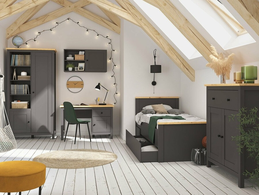 Bed Sordoro 132 (Graphite + Artisan oak)