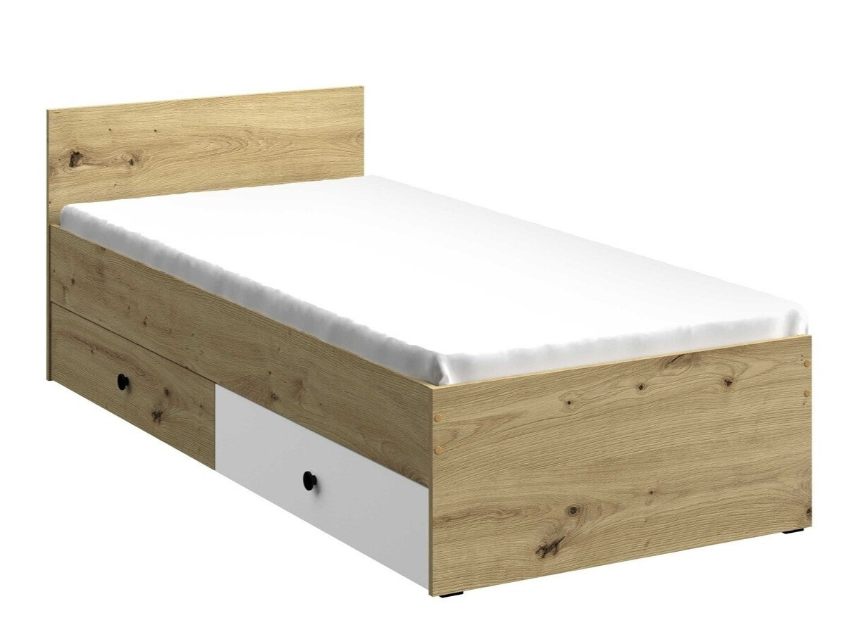 Bed Mirelbu 112 (Artisan oak + White + Black)