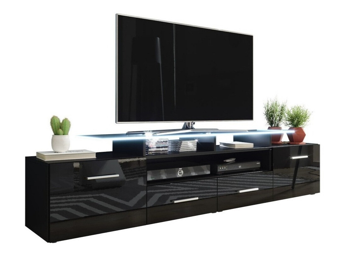TV stand Charlotte 117 (Black + Glossy black)