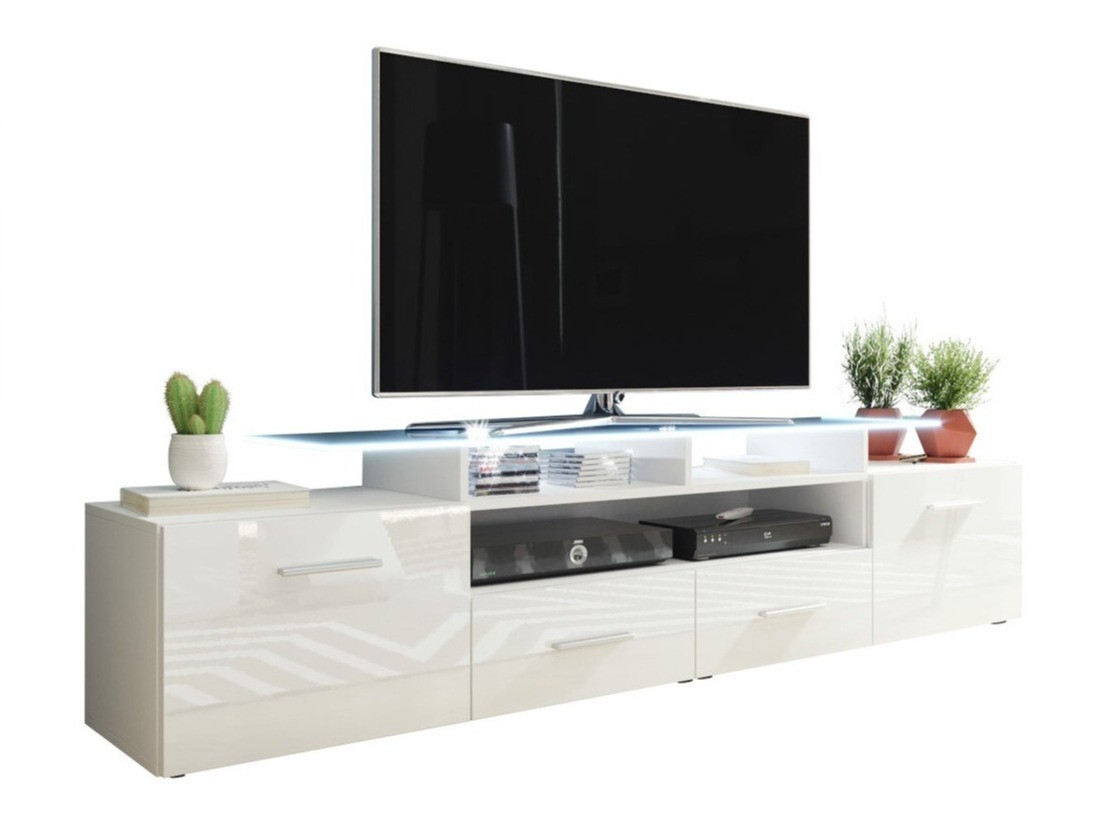 TV stand Charlotte 117 (White + Glossy white)