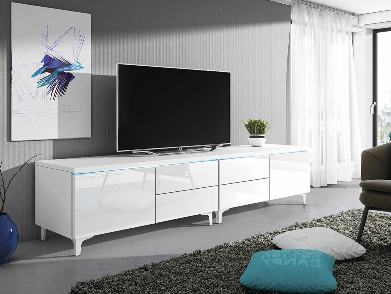 TV stand Hortus I (White + Glossy white)