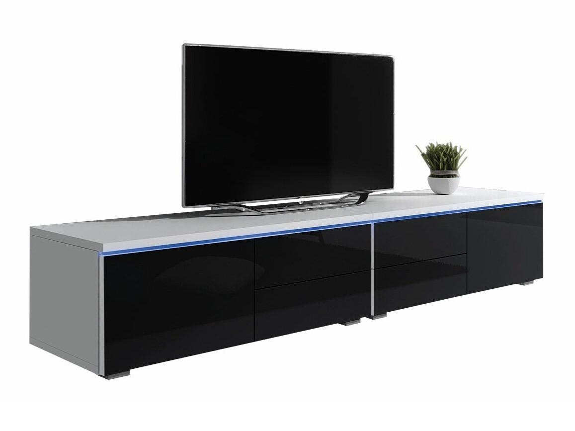 TV stand Hortus (White + Glossy black)