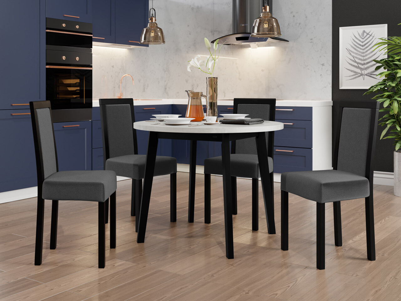 Dining set Victorville 256 (White + Black)