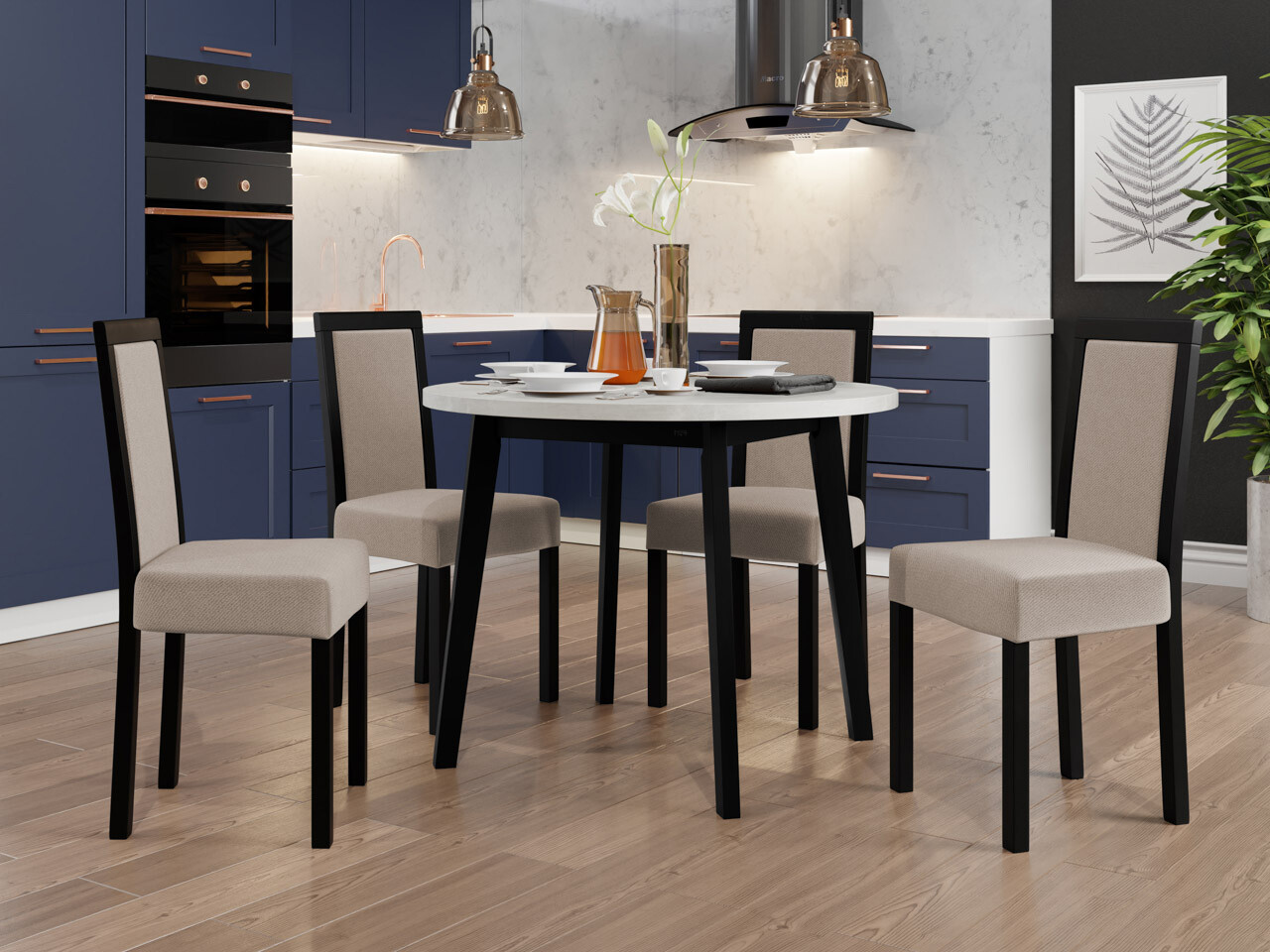 Dining set Victorville 256 (White + Black)