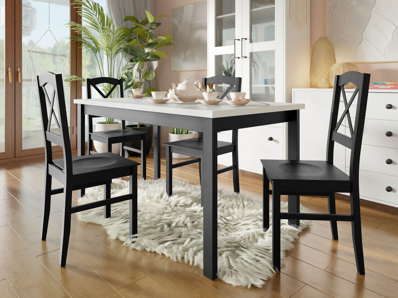 Dining set Victorville 280 (Black + White)