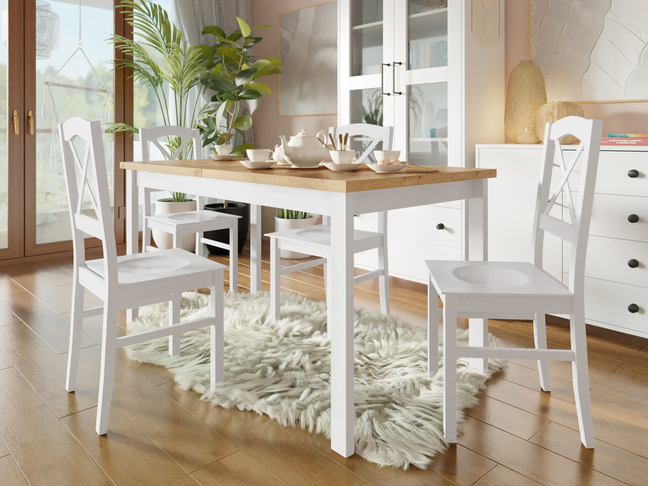Dining set Victorville 281 (White + Artisan oak)
