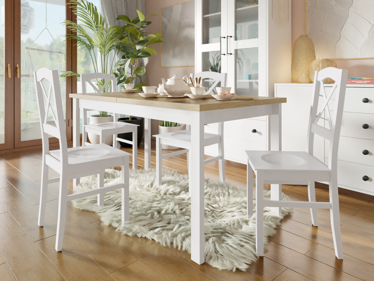 Dining set Victorville 281 (White + Sonoma oak)