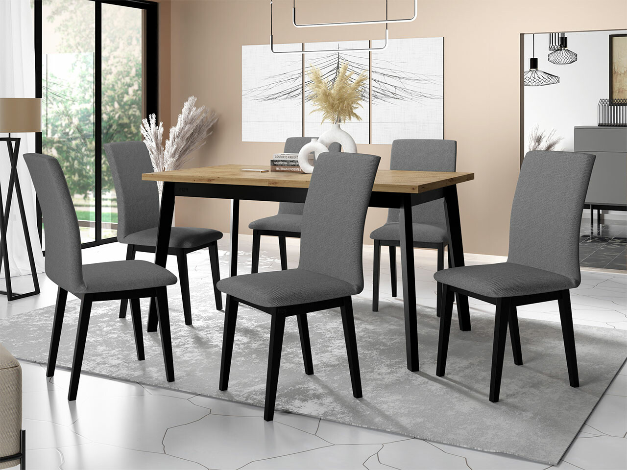 Dining set Victorville 288 (Artisan oak + Black)