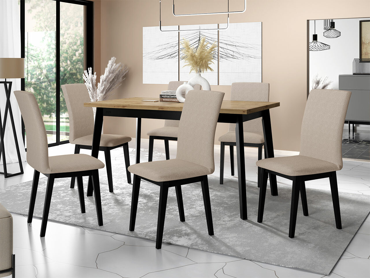 Dining set Victorville 288 (Artisan oak + Black)