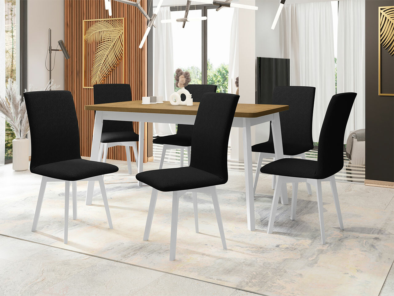 Dining set Victorville 291 (Sonoma oak + White)