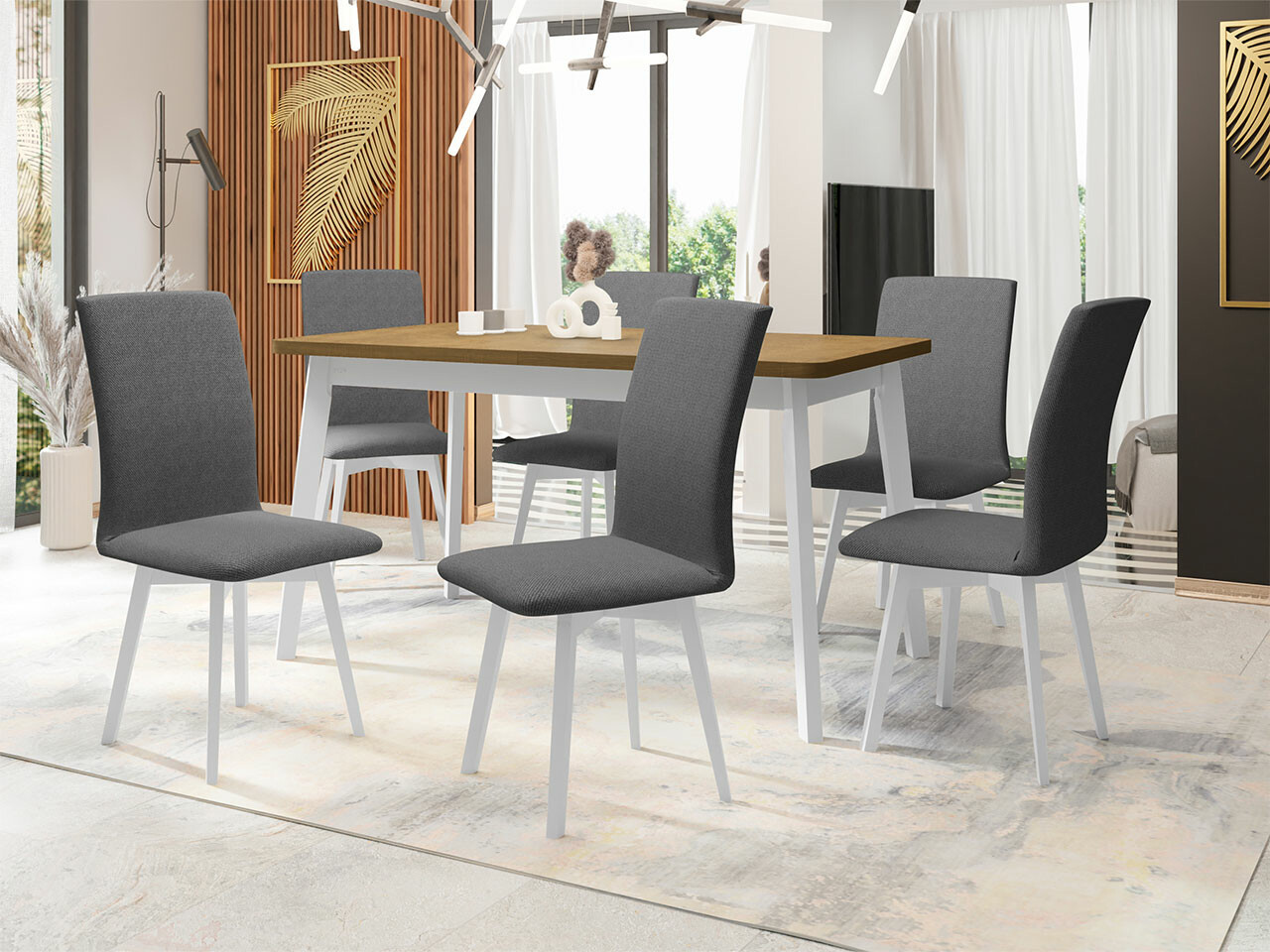 Dining set Victorville 291 (Sonoma oak + White)