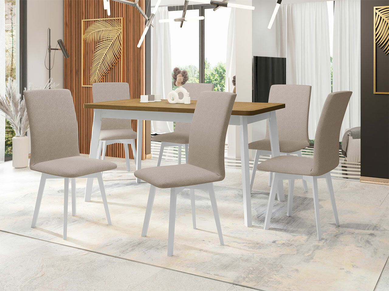 Dining set Victorville 291 (Sonoma oak + White)