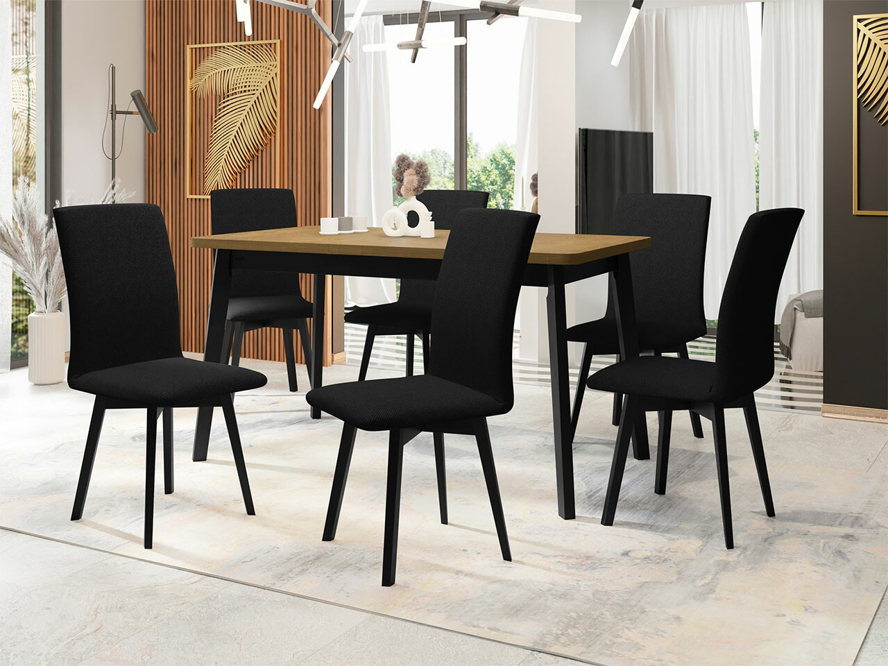 Dining set Victorville 292 (Sonoma oak + Black)