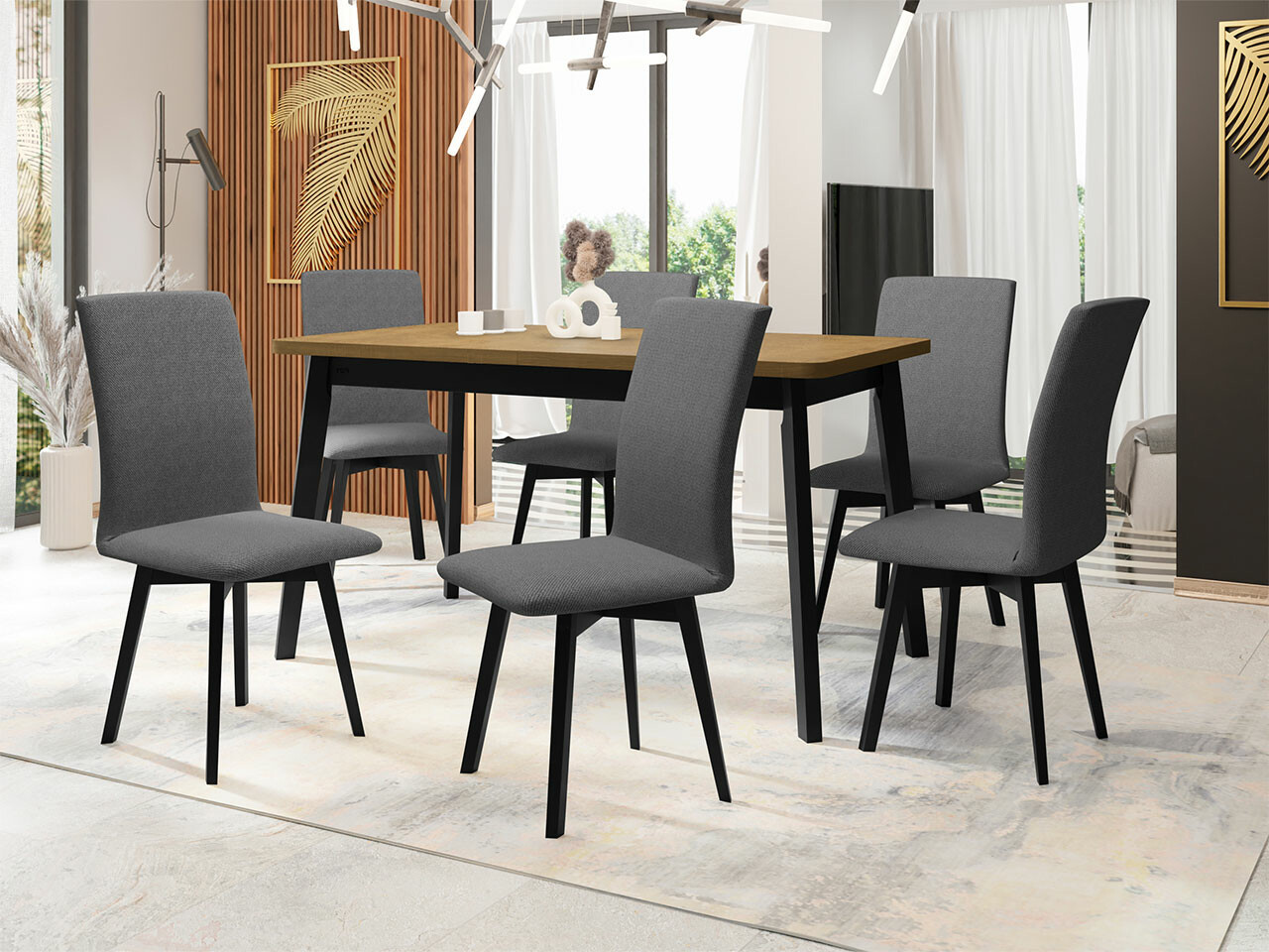 Dining set Victorville 292 (Sonoma oak + Black)