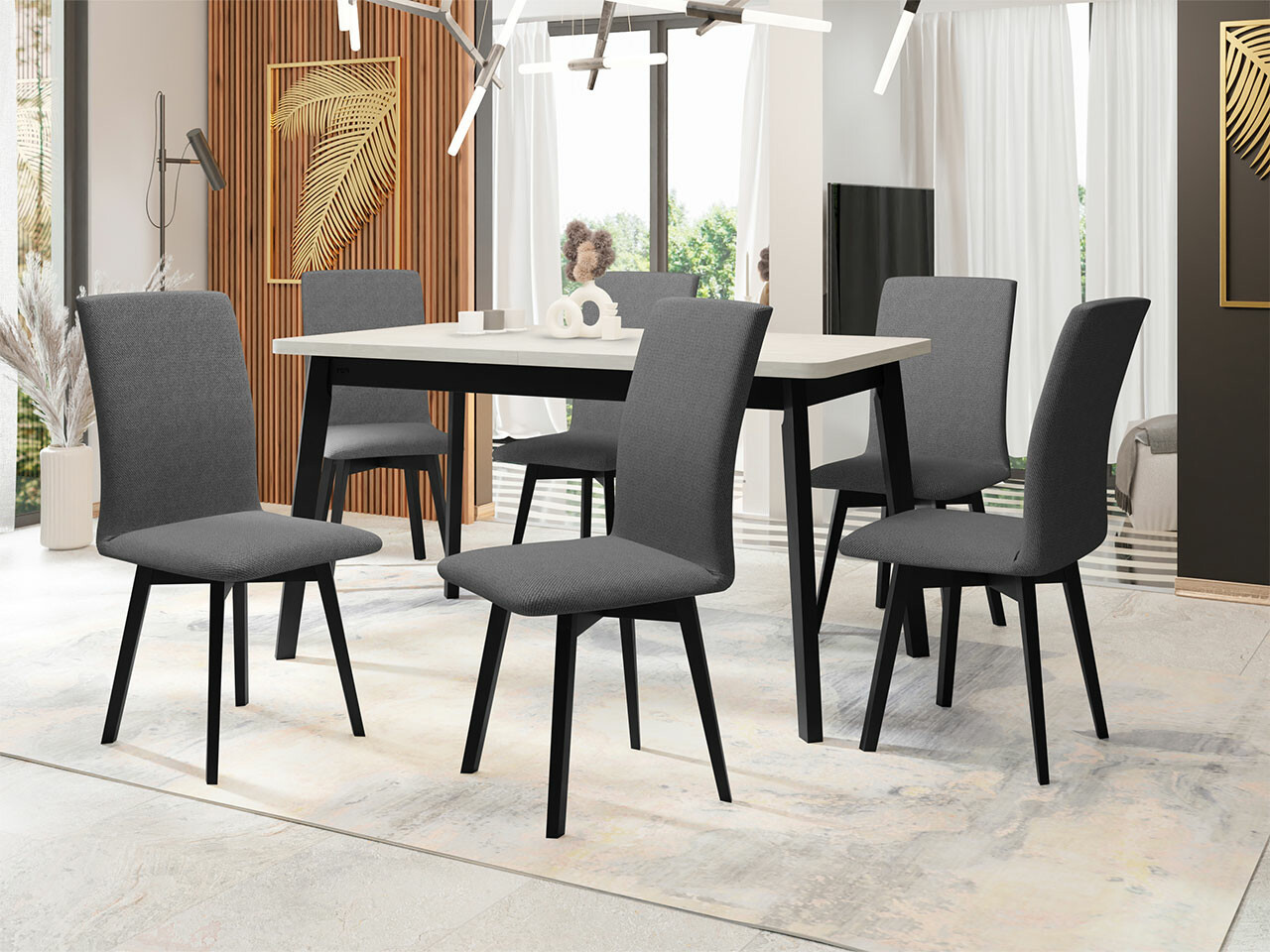 Dining set Victorville 292 (White + Black)