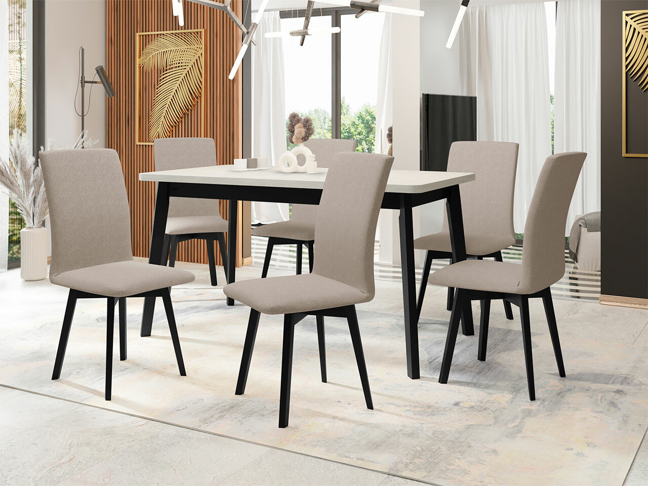 Dining set Victorville 292 (White + Black)