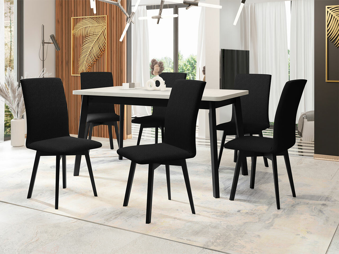 Dining set Victorville 292 (White + Black)