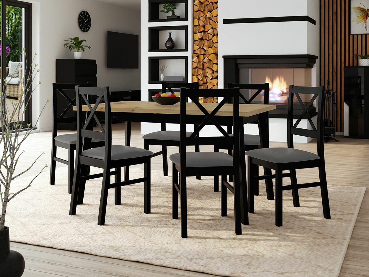 Dining set Victorville 295 (Artisan oak + Black)