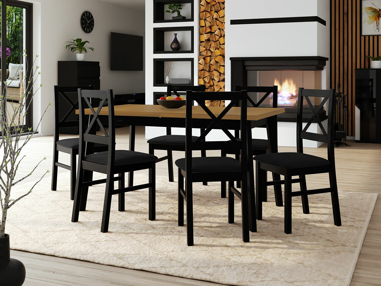 Dining set Victorville 295 (Grandson oak + Black)
