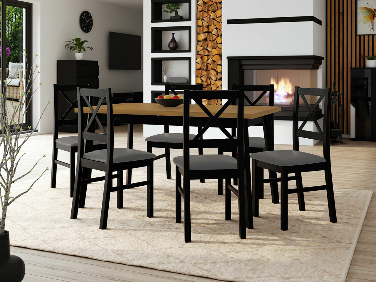 Dining set Victorville 295 (Grandson oak + Black)