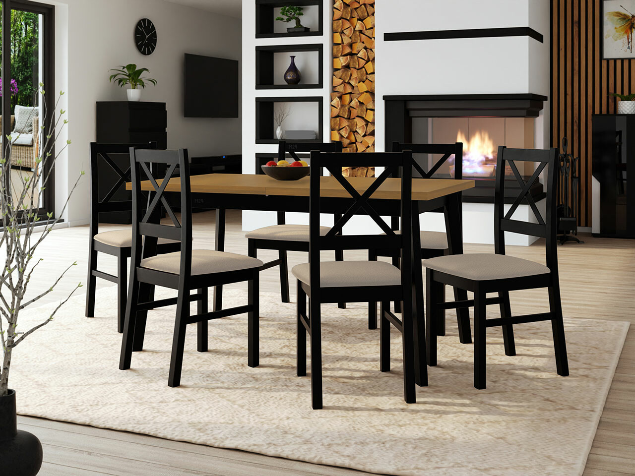 Dining set Victorville 295 (Grandson oak + Black)