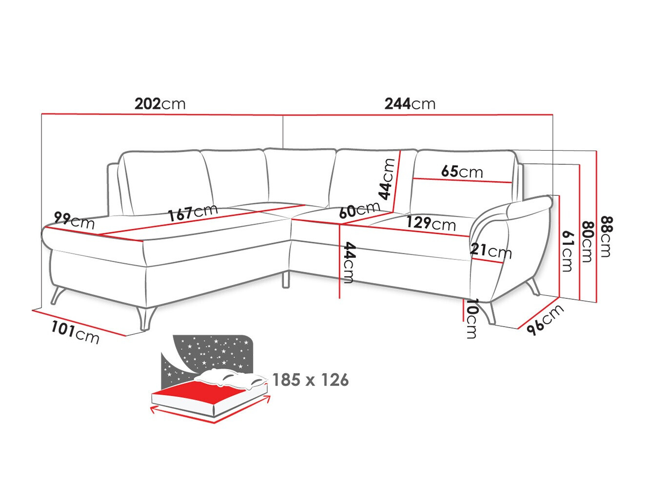 Corner sofa Lincoln 174 (Barrel 03)