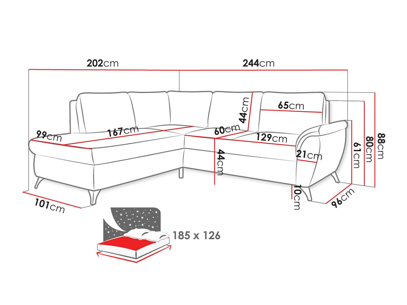 Corner sofa Lincoln 174 (Barrel 83)
