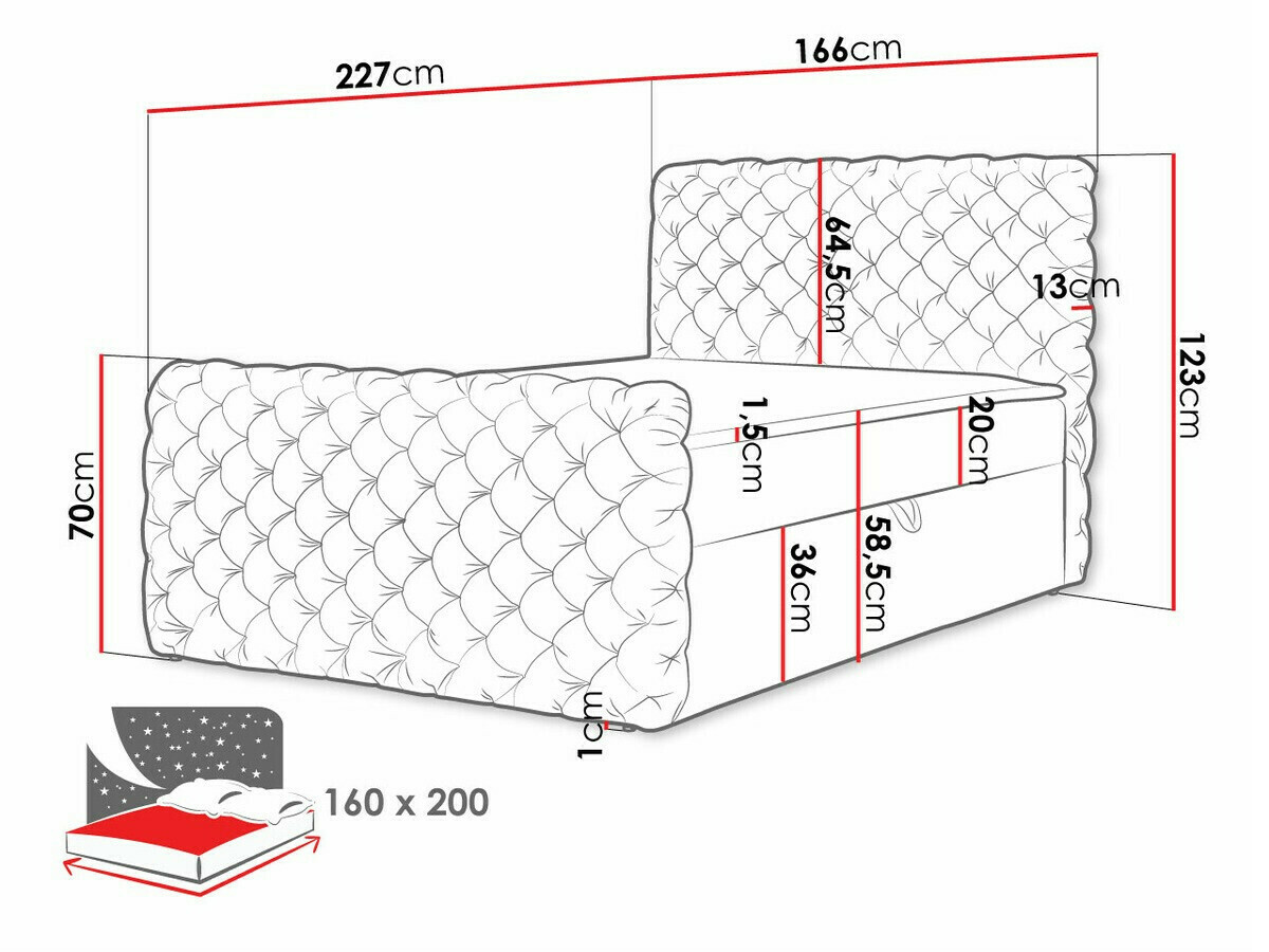 Continental bed Lac I (Velluto 17)
